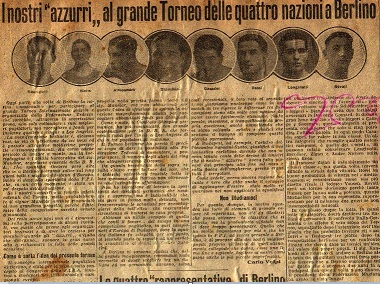 I NOSTRI AZZURRI AL GRANDE TORNEO DELLE QUATTRO NAZIONI A BERLINO 1931