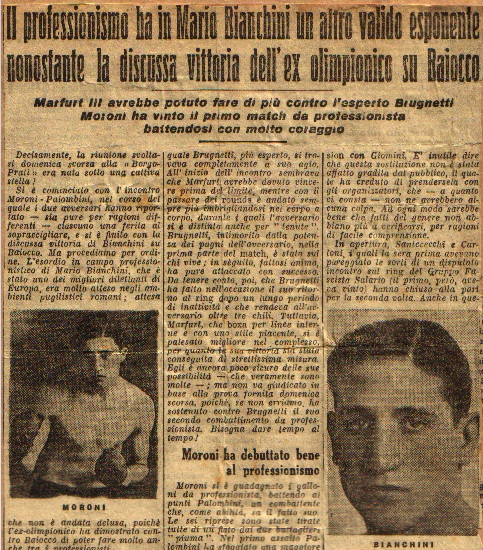 Discussa Vittoria dell'EX Olimpionico su Baiocco