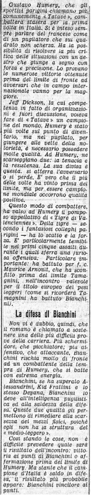 BIANCHINI Perde Contro HUMERY