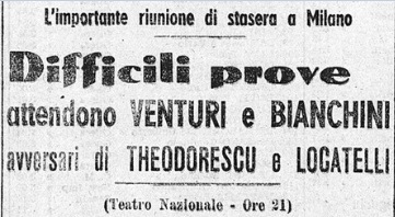 BIANCHINI Perde Contro LOCATELLI