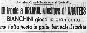 BIANCHINI Perde Contro ORLANDI